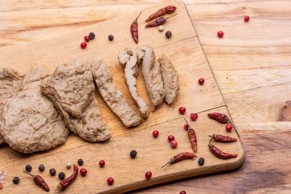 Carne Falsa Carne Análoga También Llamada Alternativa Sustituta Simulada Falsa — Foto de Stock