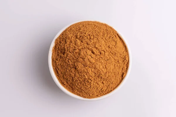 Ground Cinnamon Isolated White Bowl White Background — Stock Photo, Image