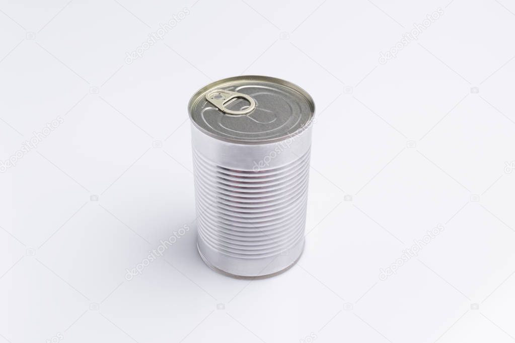 Close up of a food can isolated on white background 