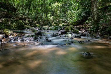 Ponta Grossa, Parana şehri yakınlarındaki akarsu - Brezilya'nın güneyinde. Uzun pozlama fotoğrafı