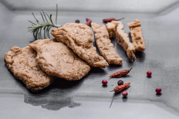 Carne Falsa Carne Análoga También Llamada Alternativa Sustituta Simulada Falsa — Foto de Stock