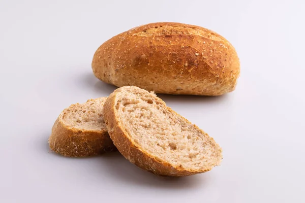 Slices Bun Wholegrain French Bread Traditional Brazilian Bread White Background — Stock Photo, Image