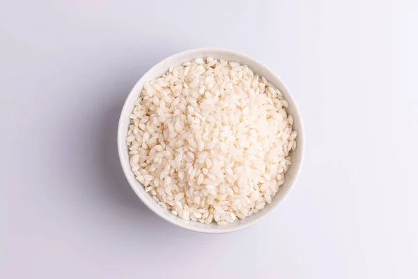 Italian Risotto Rice White Ceramic Bowl White Background — Stock Photo, Image