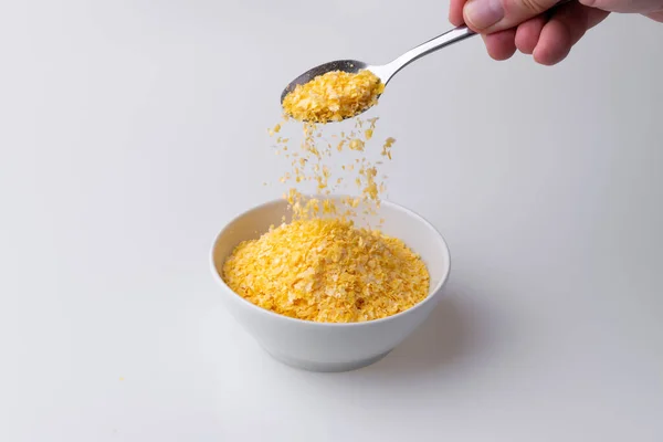 Cuscuz Nordestino Cuscuz Nordestino Couscous Maíz Sobre Fondo Blanco — Foto de Stock