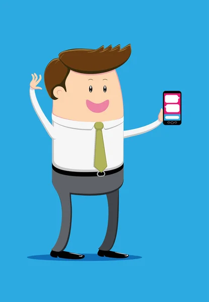 Adam sohbetler, onun smartphone