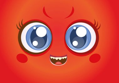 Şirin kawaii yüz kırmızı