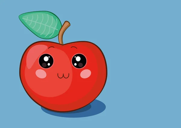 Kawaii Fruta Apple Sonriendo — Vector de stock