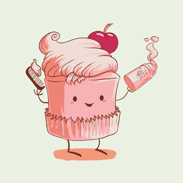 Sevimli cupcake krem ile saçlarını tarama.
