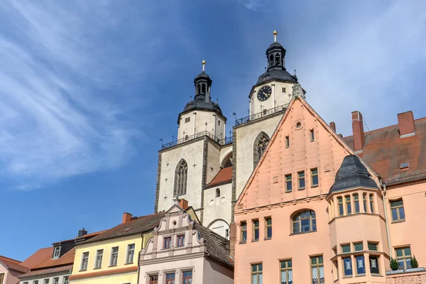 Case Rinascimentali Sulla Piazza Del Mercato Wittenberg — Foto Stock