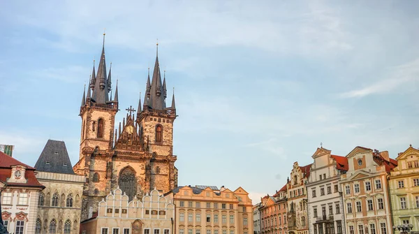 Place Vieille Ville Prague Avec Magnifiques Maisons Ville Église — Photo