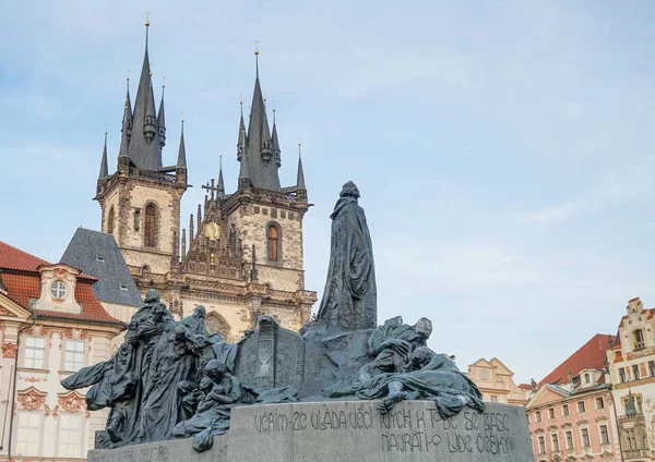 Jan Hus Monumento Sulla Piazza Della Città Vecchia Praga Con — Foto Stock