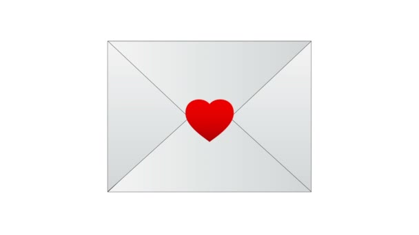 Icône Enveloppe Blanche Saute Avec Nouveaux Messages Pour Saint Valentin — Video