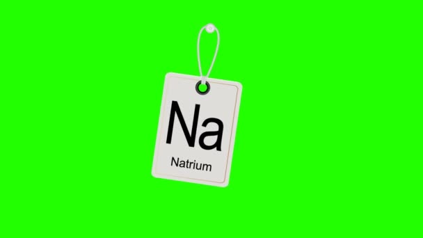 Element periodic chemical periodic table, swinging label. Chromakey. — Stock Video