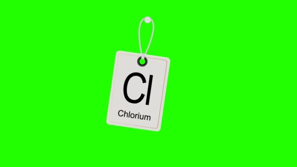 Периодическая химическая периодическая таблица элементов, размахивающая этикеткой. Chromakey . — стоковое видео
