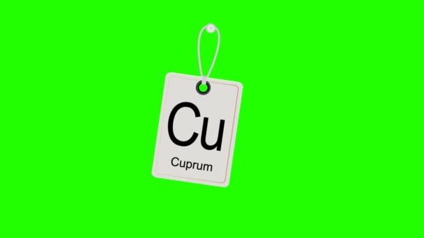 Element periodic chemical periodic table, swinging label. Chromakey. — Stock Video