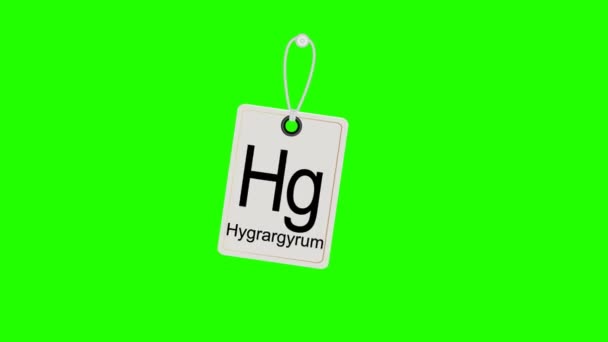 Element periodic chemical periodic table, swinging label. Chromakey. — Stock Video