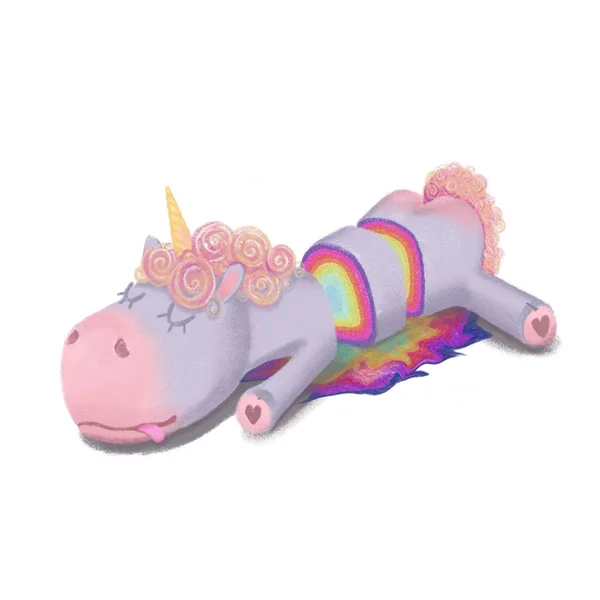 Cortar Unicornio Colorida Ilustración Unicornio Lindo Pony Con Cuerpo Rodajas — Foto de Stock