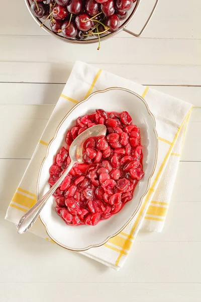 Compota Cereza Recién Cocida Una Taza —  Fotos de Stock