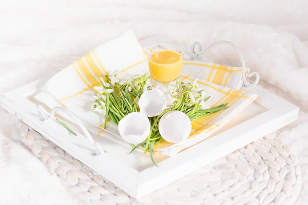 Egg Liqueur White Tray — Stock Photo, Image