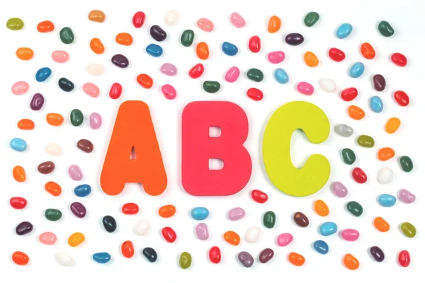 Jelly Bean Sweets Abc Letters Education Concept — Stock Photo, Image