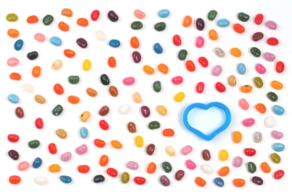 Jelly Bean Sweets Background Heart Butterfly Education Easter Concept — Stock Photo, Image