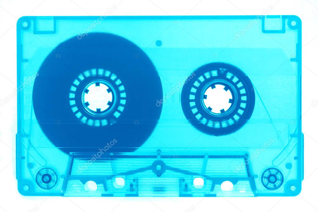 Trendy retro audio cassette tape neon isolated