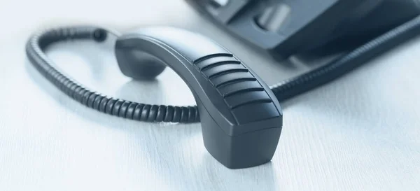 Affari Comunicazioni Voip Telefono Ufficio Con Ricevitore Spento Chiamata Conferenza — Foto Stock