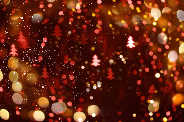 Abstract Bokeh Background Beautiful Shiny Festive Lights Circles Christmas Trees — Stock Photo, Image