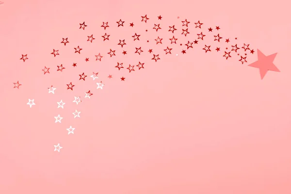 Falling Star Star Shaped Confetti Toned Coral Color Which Main — Stock Photo, Image