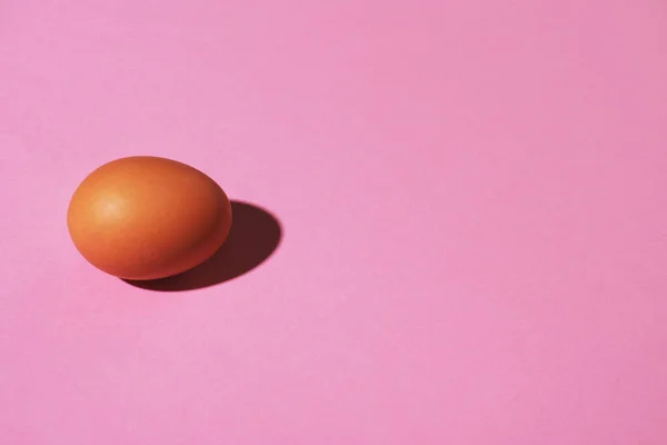 Huevo marrón sobre fondo rosa . —  Fotos de Stock