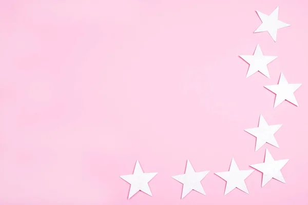 Pink background with glitter stars. — Stock Photo, Image