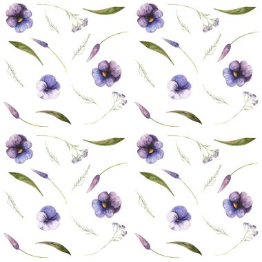 Kır çiçekleri suluboya sonbahar desen