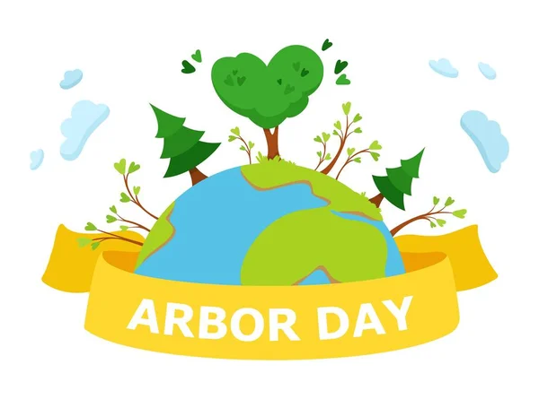 Nationale Arbor Day Concept Illustratie Met Een Inscriptie — Stockvector