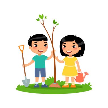 Dünya gün vektör çizim ağaç dikme günü. Tebrik kartı, afiş, Poster ve başlık sayfası için