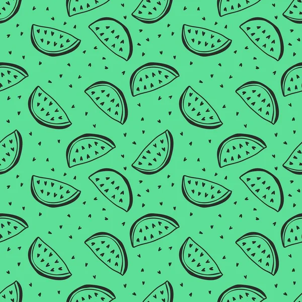 Nahtlose Vektormuster Mit Watermelons Bright Sommer Hintergrund — Stockvektor