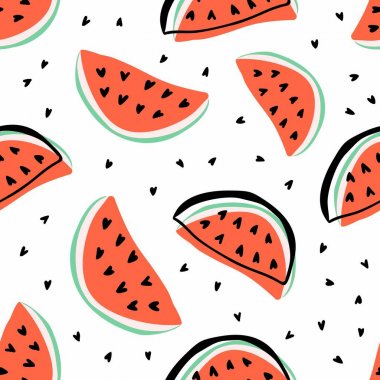 Karpuz ile sorunsuz vektör desen. Yaz parlak arka plan.  