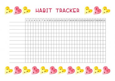 Eğilim tasarımı ile boş alışkanlık izci. Aylık Planlayıcı şablonu. Suluboya karpuzları ve nane parlak çizimler. Vektör illüstrasyonları.
