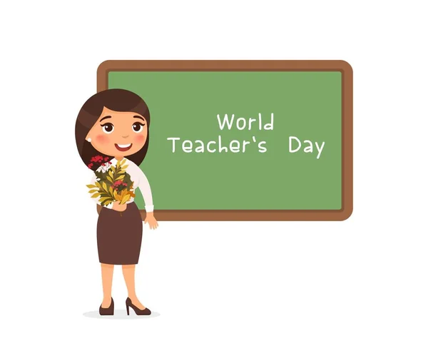 Всемирный день учителей с плоским векторным рисунком — стоковый вектор