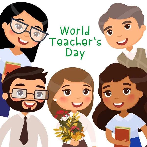Modèle Bannière Vectorielle Plate Journée Mondiale Des Enseignants Des Enseignants — Image vectorielle