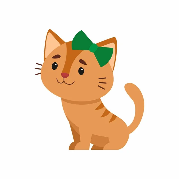 Nette Rote Katze Flachen Vektor Farbe Illustration Entzückendes Kätzchen Mit — Stockvektor