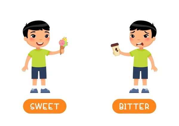 Concept Goût Bitter Sweet Carte Vocale Éducative Avec Modèle Vectoriel — Image vectorielle