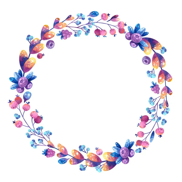 Töm Cirkulär Ram Med Lila Och Rosa Kosmiska Växter Blommor — Stockfoto
