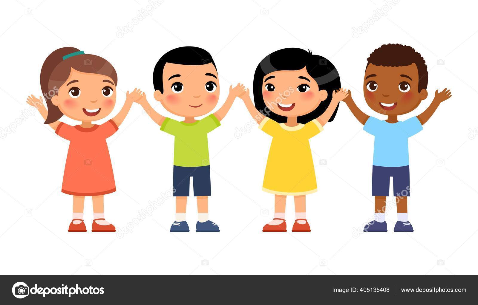 어린이들로 이루어진 국제적 아이들의 명절이라는 귀여운 주인공들이 배경에 고립되어 있습니다 스톡 벡터 - ©ValinMalin  405135408, image size:1600x1023