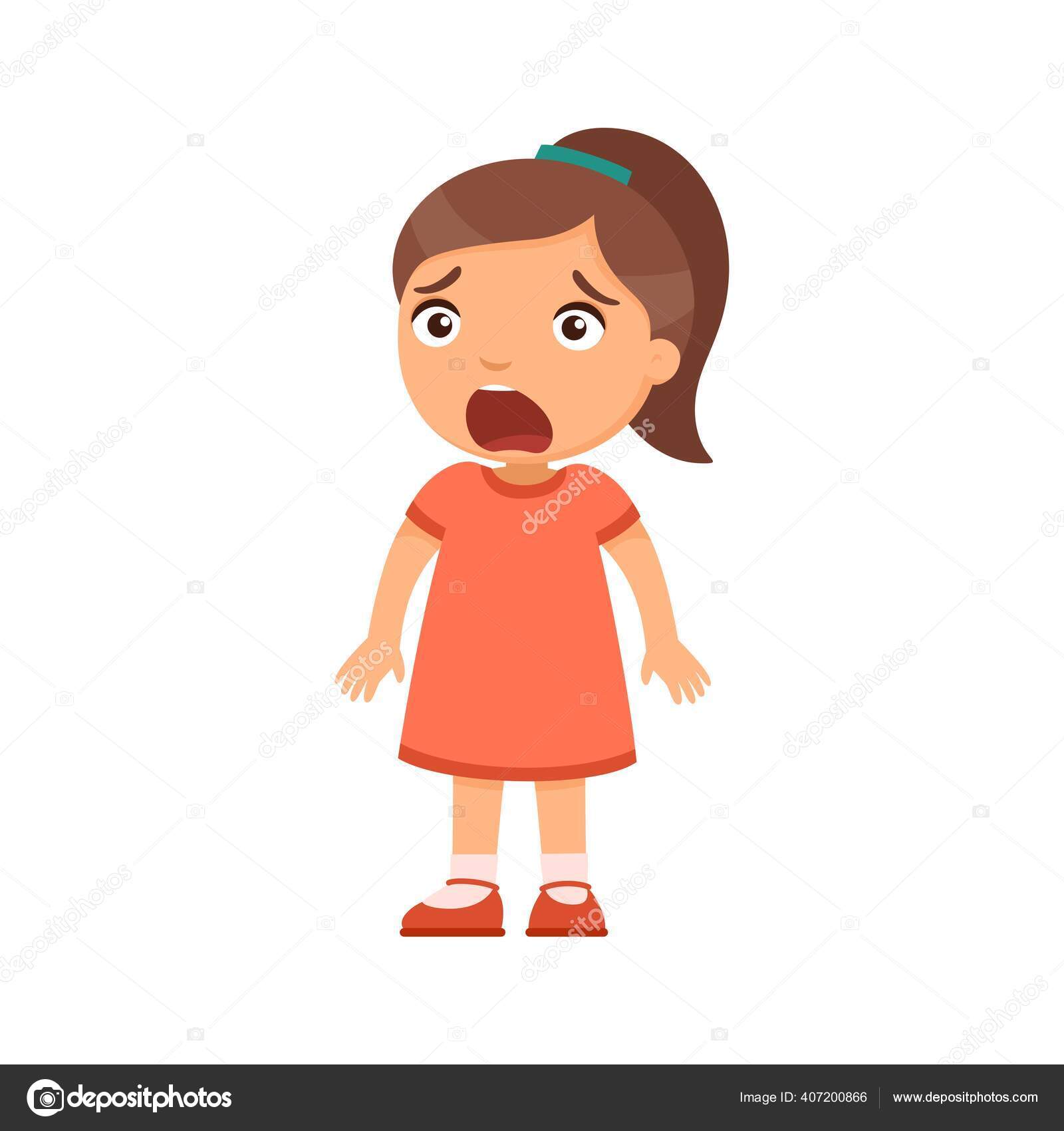 Scared Face Little Girl Clip Art - Scared Face Little Girl Image