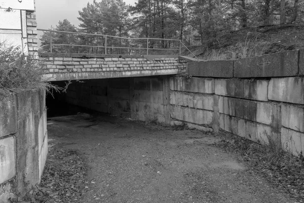 Eski siyah beyaz korkunç bina garaj