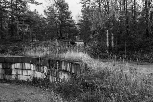 Eski siyah beyaz korkunç bina garaj