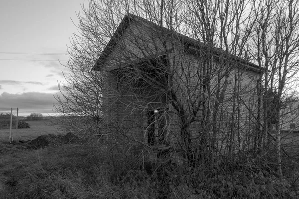 Old Vintage Black White Scary Building — Stock Photo, Image