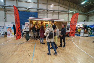Tallinn, Estonya - 19 Nisan 2019: Disainimess Interjr 2019 in Eesti Nituste Messikeskuses, İç tasarım sergisi