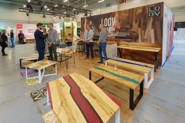 Tallinn, Estonya - 19 Nisan 2019: Disainimess Interjr 2019 in Eesti Nituste Messikeskuses, İç tasarım sergisi
