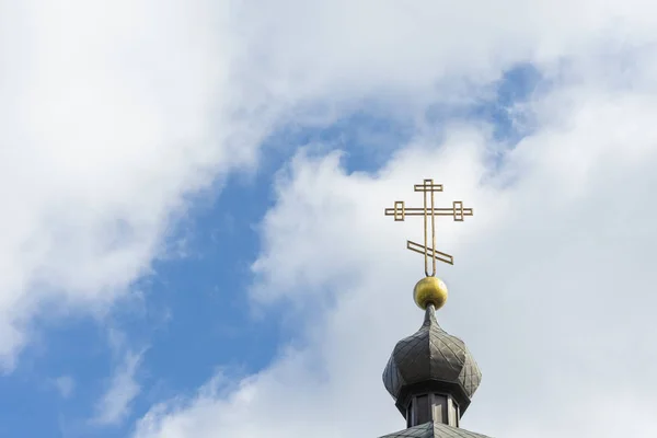 Church Cross Close Blue Sky Concept Orthodox Religion Christianity — Stock Photo, Image